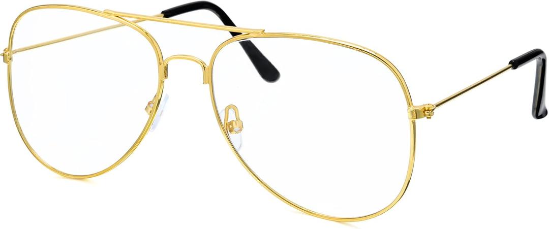 Spooktacular Creations Gold Metal Frame Glasses, Old Man Old lady Costume, Halloween Classic Glasses Accessory for Men Women Grandma 80s 90s Dress Up, Halloween Costume Prop