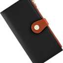 Womens Wallet,Thin RFID Blocking Leather Wallet for Women Credit Card Holder Travel Wallet with Zipper Pocket (Dark BlackBrown)