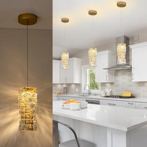 3-Pack Gold Pendant Lighting Modern Crystal Chandelier for Kitche Island
Mini Elegant Lamps 3-Color Chip Comes 71in Adjustable Pendant Light Fixture for Kitchen Island Hallyway Over Table/Sink