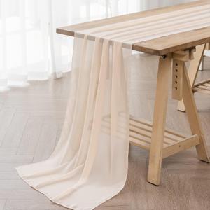 6Pack 9ft Chiffon Table Runner 14x108 Inch Sheer Romantic Table Runner for Wedding Birthday Party Bridal Shower Outdoor Decoration-Peach