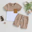 allshope Toddler Baby Boy Summer Outfit Short Sleeve T Shirt Top Casual Shorts Set Infant Newborn Clothes 6 12 18 24 Month 2T