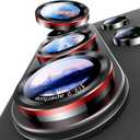 Uyiton for Samsung Galaxy S26 Ultra Camera Lens Protector - [Case-Friendly][Not Easy to Break][Ultra-Thin] Military-Grade Tempered Glass with Aluminum Metal Rear Camera Screen Cover - Black+Red