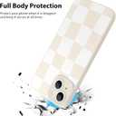 KANGHAR Compatible with iPhone 14 Case, Silicone Checkered Cute Pattern, Camera Protection Soft Slim Phone Case for Girls Women -White
