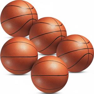 Mini Basketball Set for Kids - 6 Inch (5 Pack) w/Hand Pump - Small Size Indoor Mini Hoop Balls for Toddlers - Over The Door Basketball Games, Indoor & Outdoor, Small Hoops, Pool Play & Party Favors (Orange)