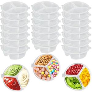 WSIOKYW 20 Piece Container Set, Reusable Snack Containers with, Lids Three Compartment Sauce, Mini for Kids and Adults, Disposable Snack Packaging Containers