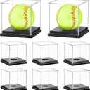 Leinuosen 8 Packs Softball Display Case Plastic Softball Holder Stand Baseball Display Case Memorabilia Acrylic Box UV Protected Clear Cube for Baseball Tennis Ball Sports Ball Storage