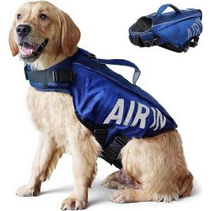 Dog Life Jacket Ripstop Dogs Life Vest for Swimming Boating Dog Safety Vest Adjustable Preserver with High Buoyancy and Durable Rescue Handle for Small,Medium,Large Dogs (Medium)  
