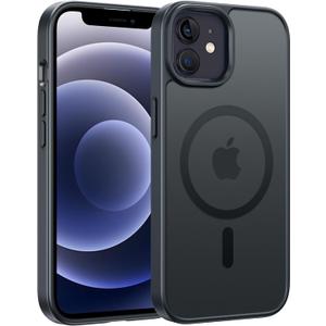 FNTCASE for iPhone 12 Phone Case: for iPhone 12 Pro Magnetic Matte Textured Military Grade Drop Protection Translucent Cell Cover - Slim Durable Shockproof Protective Bumper (Black)