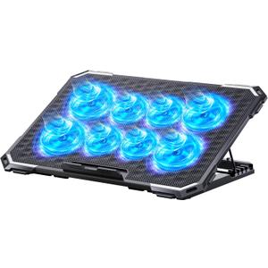 ICE COOREL Laptop Cooling Pad with 8 Cooling Fans, Cooling Pad for Laptop Fan 13-15.6 Inch, Laptop Cooler Stand with 6 Height Adjustable, Notebook Cooler Pad with Two USB Port [2025 Version] (Blue)