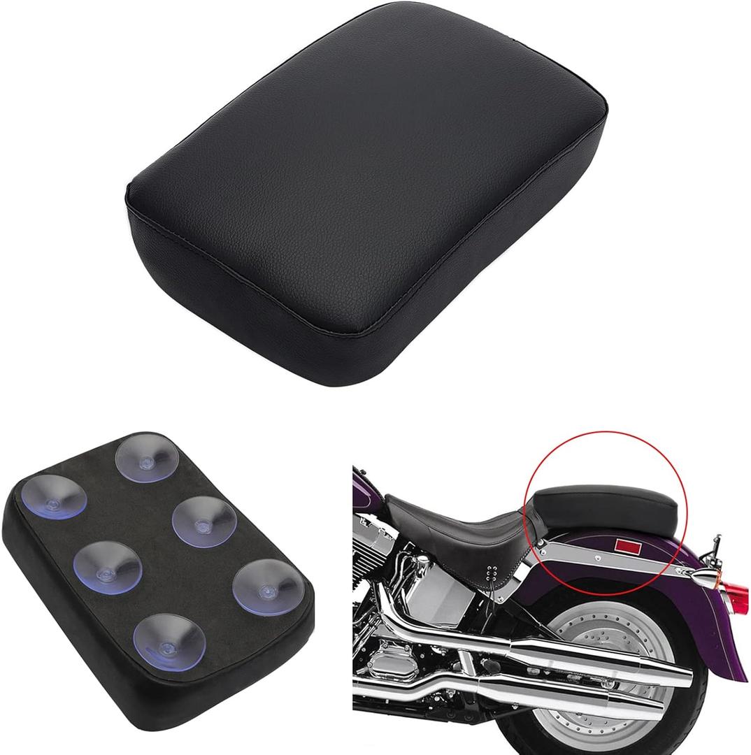 Alpha Rider Motorcycle Seats - Rectangular Pillion Passenger Pad Seat 6 Suction Cup For Harley Custom Chopper