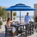 10ft 3 Tier Patio Umbrella, Outdoor Market Table Umbrella with UPF 50+ Vented Canopy, 8 Sturdy Ribs, Easy Push Button Tilt and Crank, Windproof for Deck, Pool, Backyard and Garden