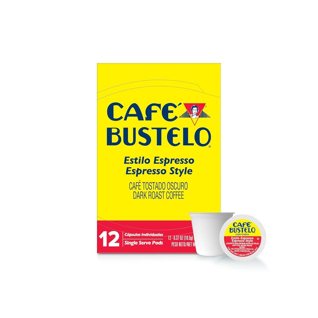 Caf Bustelo Espresso Style Dark Roast, Single Serve Coffee Pods, 12 Count (Pack of 1), BBD: JUN 28/2026