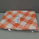 Smiry Round Picnic Tablecloth, Elastic Waterproof Fitted Vinyl Tablecloths for 57"-68" Tables, Flannel Backed Buffalo Plaid Table Cover for Dining, Camping, Outdoor, Thanksgiving, White and Orange