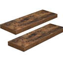 VASAGLE Floating Shelf Set of 2, for Photos, Decorations, in Living Room, Kitchen, Hallway, Entryway, Bathroom, Rustic Brown ULWS026X02