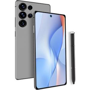 I25 Ultra Unlocked Phone 7.3" Android Phone Dual-SIM Smartphone Built in Pen Cell Phone Unlocked, 12G RAM+ 256GB, Battery 3800mAh, 48MP Camera, Fingerprint Lock/Face ID/AI App/GPS/FM(Grey)