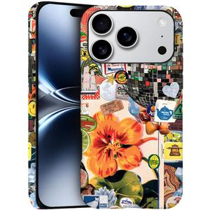 Case for iPhone 17 Pro - Slim Fit Anti-Scratch Phone Case for Girl Women - Collage Bloom Flower Vintage Disco (Frosted)