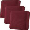 H.VERSAILTEX Super Stretch Individual Seat Cushion Covers - Sofa & Couch Cushion Slipcover Sets - Thick Jacquard Textured Twill Fabric (3 Piece XL Sofa Cushion Covers, Burgundy Red)