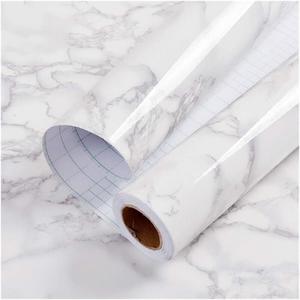 practicalWs Marble Paper Granite Gray/White Roll Kitchen Countertop Cabinet Furniture is Renovated Thick PVC Easy to Remove Without Leaving Glue Upgrade 17.71" x 196.8"