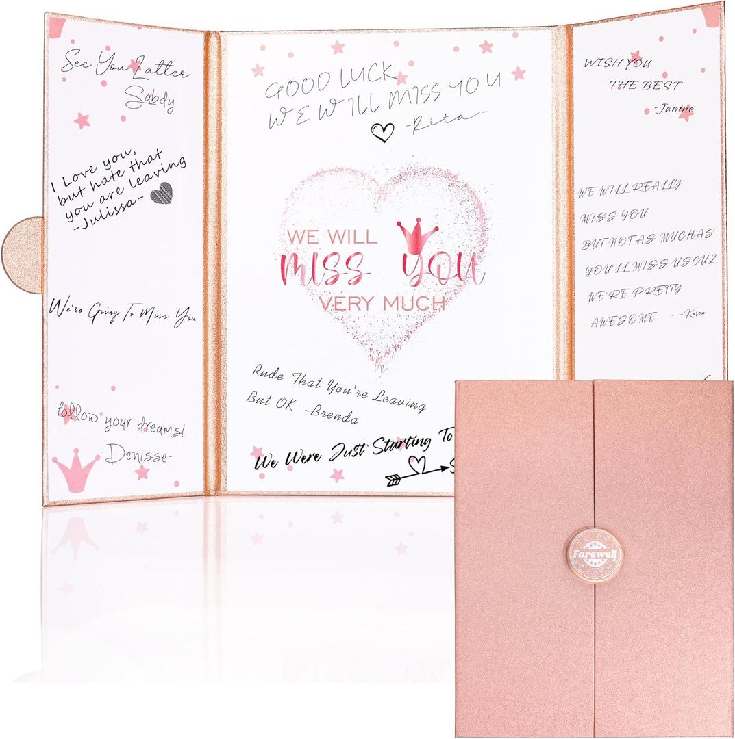 Farewell Guest Book, Farewell Gifts for Coworkers Women, Rose Gold We Will Miss You Signature Board, Happy Retirement Party Decorations, Going Away, Goodbye Cards for Coworker Leaving