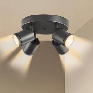 4-Light Ceiling Spotlight Fixture, Dimmable LED Track Light Heads with Remote Control,CRI90+,3000Lm for Hallway Kitchen Bar Picture Wall Office Art Matte Black