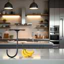 3 x Black Banana Hook Under Cabinet - Metal Banana Holder Hook, Foldable Under Cabinet Banana Hook | Folds Up with Magnets When Not in Use, Pre Drilled Holes and Strong Adhesive Tape Design(ZS450)