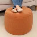 Round Pouf Ottoman 20 x 20 x 14 Inches Boho Poof Home Decor Floor Pouffe Ottoman Foot Rest for Couch Sofa Bean Bag Chairs Living Room Bedroom Orange