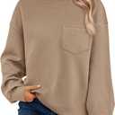BTFBM Women's Casual Textured Sweatshirts 2024 Fall Winter Long Sleeve Drop Shoulder Crew Neck Pullover Tops with Pocket