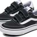 Vans Toddler Brooklyn LS V Shoe - Comfortable Walking Sneakers for Boys & Girls. Suede/Canvas Black/White. 6.5