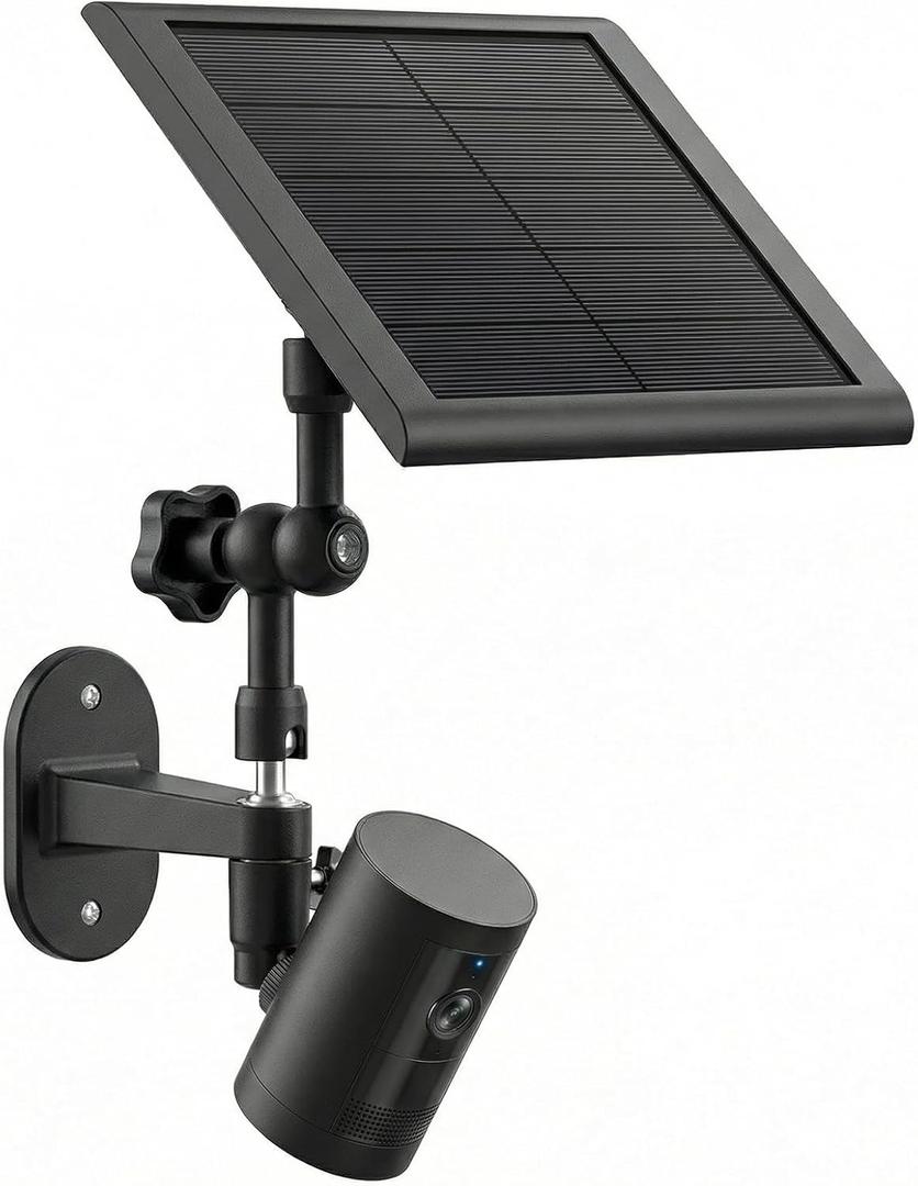 2-in-1 Wall Mount for Ring Solar Panel (2W/4W) & Stick Up Cam Battery, Ring Spotlight Cam Plus/Pro (Battery), Adjustable Angle for Optimal Outdoor Sunlight Exposure, White