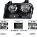 APSVE Headlights Assembly 2005 2006 2007 2008 2009 2010 Compatible with Chrysler 300 Halogen Factory Style Headlight Head Lights Lamps Replacement Driver Passenger Side,Black