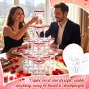Zopeal 50 Pcs Valentines Plastic Martini Glasses Bulk 5 oz Red Disposable Margarita Cocktail Champagne Tower Coupe Glasses Unbreakable Stackable Wine Cups with Stem for Wedding Party Favors
