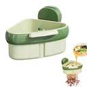 Suction Cup Kitchen Sink Caddy – Triangular Sink Drain Basket & Strainer – Small Corner Sink Trash Catcher for Vegetables, Fruits, Sponges, Soap – Space-Saving Organizer (2  Green)