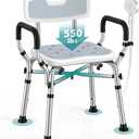 VFAUOSIT Shower Chair for Elderly and Disabled, 550 lbs Shower Chair for Inside Shower with Arms and Back, FSA/HSA 6-Height Shower Seats for Adults with Shower Bag, Bath Chairs for Seniors Inside Tub (550LB)
