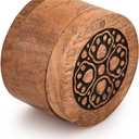 Decorative Urn Acacia Wood Round Wooden Engraved Urns for Cremation Urns for Ashes - Burial Urns - Funeral Urns (3.5" X 3.5" X 2.5")