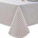 Pioggia Vinyl Tablecloth with Flannel Backed Waterproof Oil-Proof PVC Table Cloth Stain-Resistant Wipeable Easy Care Table Cover for Indoor and Outdoor (Gray Stripe, 60 x 102 Inch Rectangle)