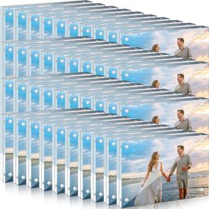 Handepo Clear Acrylic Picture Frames Double Sided Magnetic Photo Frames 20mm Thickness Frameless Desktop Display Freestanding for Bedroom Living Room Home Office(40 Pack,5 x 7 Inch)