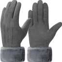 Winter Gloves for Women, Touch Screen Cold Weather Thermal Warm Windproof Gloves, Soft Thick Fleece Lining Glove