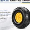 2 Pcs 20x10.00-8 Tubeless Lawn Mower Tire and Wheel, 20x10-8 Air-Filled Rear Tire and Rim Assembly for Riding Mowers, Lawn Tractors, Garden Tractors, 3/4" Bore, 3/16" Keyway, 3.5" Offset Hub, 4 Ply