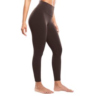 ENERBLOOM Workout Leggings for Women Yoga Pants High Waisted Athletic Tights Silky Feel 25" Gym Activewear Lounge (Small, Hot Fudge Brown)
