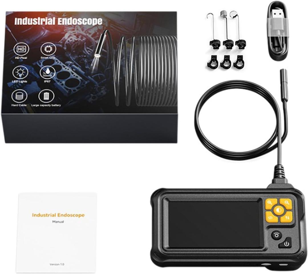 2000mAh Rechargeable Automotive Borescope 4.3inch Semi Stiff Snake Camera ABS for Drainage Pipe Wall Structure Checks Automotive Diagnostic Camera for Dark Environment (5M)