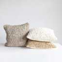 Creative Co-Op, Brown Woven Cotton Blend Boucl Pillow, Cream, Square 20x20