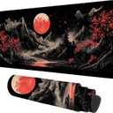 Chinese Style Painting Gaming Mouse Pad 3mm Thick Stitched Edge Waterproof Non-Slip Large Computer Keyboard Mouse Mat,Suitable for Office Entertainment Decorative Desk Pad 35.4 x 15.7 Inches