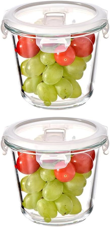 24 Oz Round Glass Food Storage Container, 3 Cup Round Glass Soup Container with Airtight Lids BPA free, Leak proof Borosilicate Storage bowls, Dishwasher Microwave Freezer Safe (2 Pack)