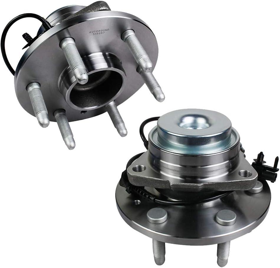 Autoround 515097 [2WD] Pair 2 Front Wheel Bearing and Hub Assembly Compatible with 2WD Cadillac Escalade ESV, Chevy Tahoe Silverado 1500, Chevrolet Avalanche Suburban 1500, GMC Yukon (XL 1500) W/ABS