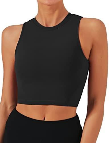 Natural Feelings Nudi Sports Bras for Women Removable Padded Yoga Tank Tops Sleeveless Fitness Workout Crop Tops M