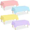 4Pcs Pastel Tablecloths, Mix Color Plastic Tablecloth Disposable Rectangle Table Covers for Baby Shower,Bridal,Wedding,Easter,Birthday and Ice Cream Party Decorations,54 x 108 Inch
