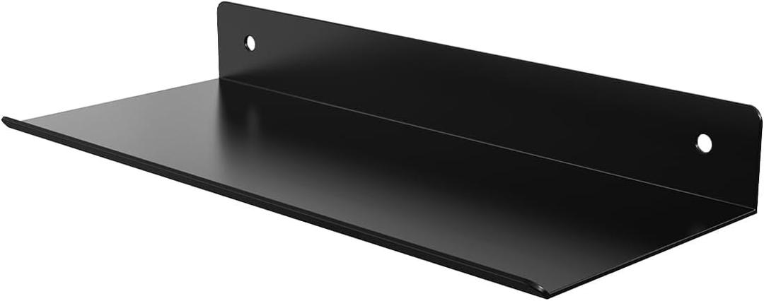 Floating Shelves for Wall Shelf Mounted Over Toilet, Farmhouse Home Decor Display Metal Shelving Small, Bedroom Kitchen Bathroom Garage Storage Rustic Black 12x5 inch(30x12cm)