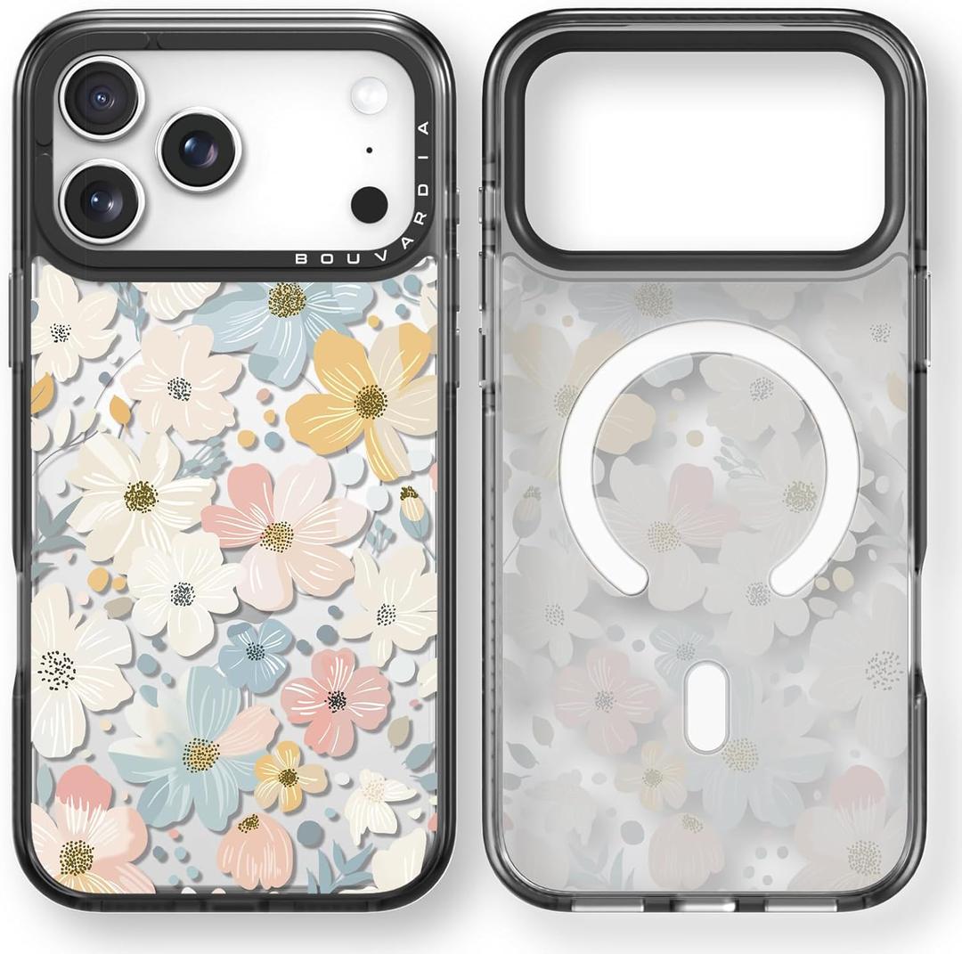 Bouvardia for iPhone 17 Pro Max Case, Compatible with Magsafe, Cute Design for Women & Girls, Protective & Aesthetic, Gray Bumper - Floral Theme - Flowers Blossoming