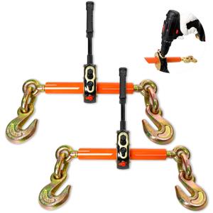 Electric Torque Drive Load Binder 2 Pack | Fits 5/16-3/8 Chain | 5,400 lbs SWL | Heavy-Duty Ratchet Binder Compatible with Portable Drill for Fast Cargo Tie-Down & Load Securement