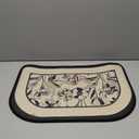 Half Circle Bath Mat, Thin Bathroom Rugs Fit Under Door Quick Dry Non Slip Washable Bathroom Mat with Rubber Backing, Absorbent Half Round Shower Rug (16" X 24, C- Flower Black)